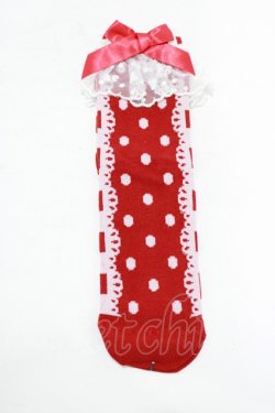 画像1: Angelic Pretty / Sweet Dotクルー丈ソックス  レッド H-25-07-22-061-AP-ZA-NS-ZH