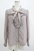 axes femme / ストライプリボンブラウス M ピンク H-25-07-22-024-AX-BL-NS-ZH
