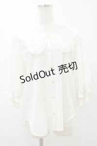axes femme POETIQUE / 襟刺繍ボリューム袖ブラウス M オフ H-25-07-23-044-AX-BL-NS-ZH