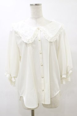 画像1: axes femme POETIQUE / 襟刺繍ボリューム袖ブラウス M オフ H-25-07-23-044-AX-BL-NS-ZH
