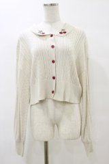 axes femme POETIQUE / チェリー刺繍衿付きニットカーデ M 生成り H-25-07-23-047-AX-TO-NS-ZH