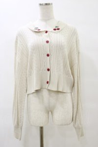axes femme POETIQUE / チェリー刺繍衿付きニットカーデ M 生成り H-25-07-23-047-AX-TO-NS-ZH