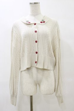 画像1: axes femme POETIQUE / チェリー刺繍衿付きニットカーデ M 生成り H-25-07-23-047-AX-TO-NS-ZH