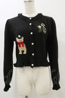 画像1: axes femme kawaii / ロイヤルベアーズニットカーディガン M ブラック H-25-07-23-052-AX-TO-NS-ZH