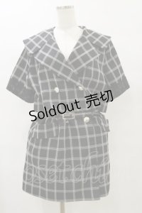 axes femme POETIQUE / 2wayビッグ襟半袖ジャケット M ブラック H-25-07-23-067-AX-JA-NS-ZH