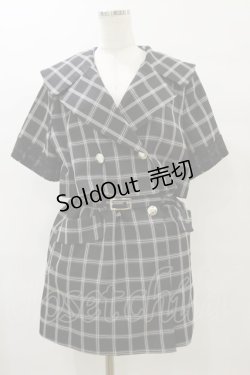 画像1: axes femme POETIQUE / 2wayビッグ襟半袖ジャケット M ブラック H-25-07-23-067-AX-JA-NS-ZH
