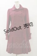 axes femme / 裾プリーツコート M ボルドー H-25-07-23-070-AX-CO-NS-ZT-C001
