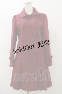 axes femme / 裾プリーツコート M ボルドー H-25-07-23-070-AX-CO-NS-ZT-C001