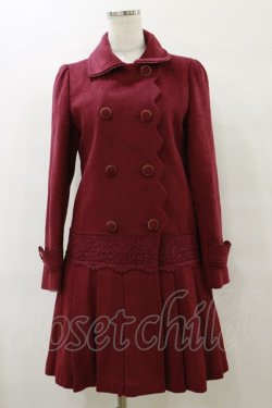 画像1: axes femme / 裾プリーツコート M ボルドー H-25-07-23-070-AX-CO-NS-ZH