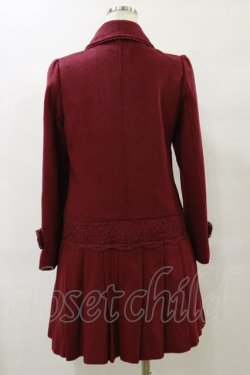 画像2: axes femme / 裾プリーツコート M ボルドー H-25-07-23-070-AX-CO-NS-ZH