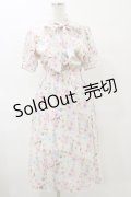 axes femme POETIQUE / フラワーキャットボウタイワンピース M イエロー H-25-07-23-072-AX-OP-NS-ZH