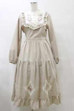 画像1: axes femme POETIQUE / ブロッキングベリー刺繍ワンピース M ベージュ H-25-07-23-075-AX-OP-NS-ZH