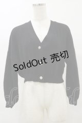 axes femme / バルーン袖ショート丈ニットカーディガン M ブラック H-25-07-23-041-AX-TO-NS-ZH