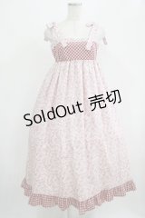 MILK / Luna dress  ピンクフラワー×レッドギンガム H-25-07-24-004-ML-OP-KB-ZH