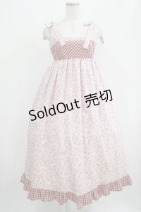 MILK / Luna dress  ピンクフラワー×レッドギンガム H-25-07-24-004-ML-OP-KB-ZH