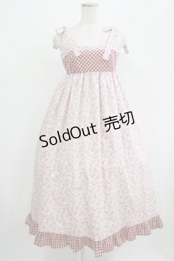 画像1: MILK / Luna dress  ピンクフラワー×レッドギンガム H-25-07-24-004-ML-OP-KB-ZH