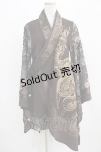 Qutie Frash / 着物カーデ  茶 H-25-07-24-029-QU-TO-KB-ZH