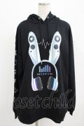 LISTEN FLAVOR / サイバーうさ耳ヘッドホンパーカー  ブラック H-25-07-24-032-PU-TO-KB-ZH
