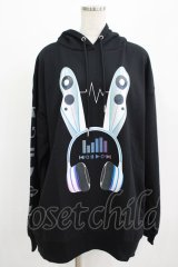 LISTEN FLAVOR / サイバーうさ耳ヘッドホンパーカー  ブラック H-25-07-24-032-PU-TO-KB-ZH