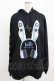 画像1: LISTEN FLAVOR / サイバーうさ耳ヘッドホンパーカー  ブラック H-25-07-24-032-PU-TO-KB-ZH (1)