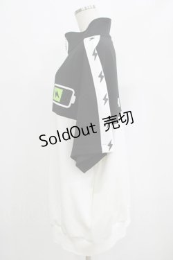 画像2: LISTEN FLAVOR / 只今充電中半袖ジャージ  ブラック×ホワイト H-25-07-24-034-PU-TO-KB-ZH
