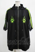LISTEN FLAVOR / 猫耳肉球ファイヤー袖メッシュジャージ  ブラック×グリーン H-25-07-24-035-PU-JA-KB-ZH