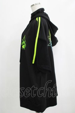 画像2: LISTEN FLAVOR / 猫耳肉球ファイヤー袖メッシュジャージ  ブラック×グリーン H-25-07-24-035-PU-JA-KB-ZH