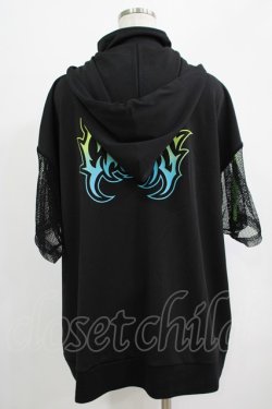 画像3: LISTEN FLAVOR / 猫耳肉球ファイヤー袖メッシュジャージ  ブラック×グリーン H-25-07-24-035-PU-JA-KB-ZH