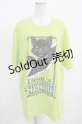 LISTEN FLAVOR / アサシンキャットビッグTシャツ  ライム H-25-07-24-040-PU-TO-KB-ZT490