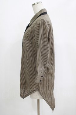 画像2: Deorart / タイ付ストライプブラウス L グレージュ×ブラック H-25-07-24-045-PU-BL-KB-ZH