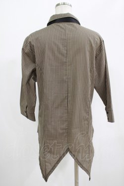 画像3: Deorart / タイ付ストライプブラウス L グレージュ×ブラック H-25-07-24-045-PU-BL-KB-ZH