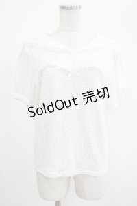 merry jenny / petit flowerセーラートップス  オフホワイト H-25-07-24-047-LO-TO-KB-ZH