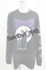 LISTEN FLAVOR / 月夜の黒猫ロンT  黒 H-25-07-24-051-PU-TO-KB-ZH
