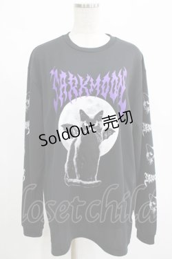 画像1: LISTEN FLAVOR / 月夜の黒猫ロンT  黒 H-25-07-24-051-PU-TO-KB-ZH