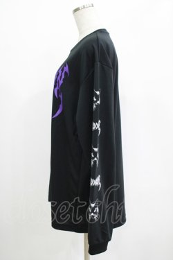 画像2: LISTEN FLAVOR / 月夜の黒猫ロンT  黒 H-25-07-24-051-PU-TO-KB-ZH