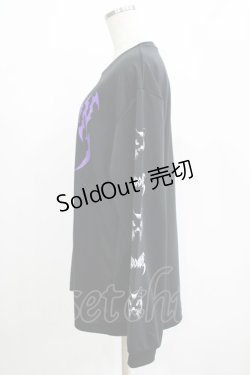 画像2: LISTEN FLAVOR / 月夜の黒猫ロンT  黒 H-25-07-24-051-PU-TO-KB-ZH