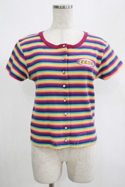 画像1: Candy Stripper / MULTI BORDER MINI CARDIGAN   H-25-07-24-054-PU-TO-KB-ZH