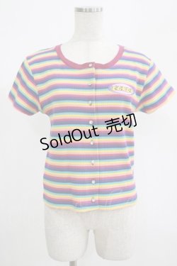 画像1: Candy Stripper / MULTI BORDER MINI CARDIGAN   H-25-07-24-054-PU-TO-KB-ZH