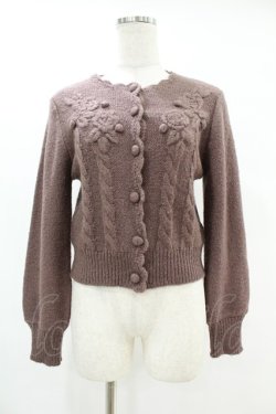 画像1: an another angelus / ローズ刺繍ケーブルニットカーディガン Free MOCHABROWN H-25-07-24-1051-CA-TO-NS-ZH