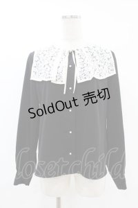 an another angelus / ビッグレース衿バイカラーブラウス Free BLACK H-25-07-24-1053-CA-BL-NS-ZH