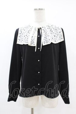 画像1: an another angelus / ビッグレース衿バイカラーブラウス Free BLACK H-25-07-24-1053-CA-BL-NS-ZH