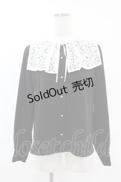 画像1: an another angelus / ビッグレース衿バイカラーブラウス Free BLACK H-25-07-24-1053-CA-BL-NS-ZH