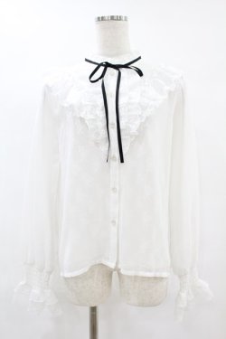 画像1: axes femme / レース×シフォンフリルブラウス Free オフ H-25-07-24-1057-AX-TO-NS-ZH