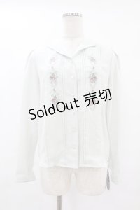 an another angelus / オープンカラーローズ刺繍ブラウス Free MINT H-25-07-24-1060-CA-BL-NS-ZH