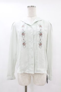 画像1: an another angelus / オープンカラーローズ刺繍ブラウス Free MINT H-25-07-24-1060-CA-BL-NS-ZH