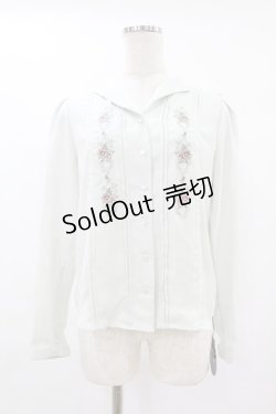 画像1: an another angelus / オープンカラーローズ刺繍ブラウス Free MINT H-25-07-24-1060-CA-BL-NS-ZH