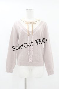 axes femme / 重ね着風ニットプルオーバー M ピンク H-25-07-24-1062-AX-TO-NS-ZH