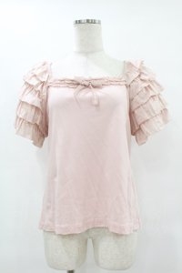 PINK HOUSE / ローンフリル袖使いカットソー Free ピンク H-25-07-24-1064-LO-TO-NS-ZH