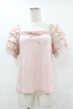 画像1: PINK HOUSE / ローンフリル袖使いカットソー Free ピンク H-25-07-24-1064-LO-TO-NS-ZH