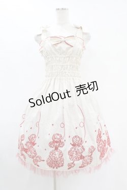 画像1: metamorphose / プードルプリントジャンパースカート（水玉） Free オフ/レッド H-25-07-24-1023-ME-OP-NS-ZH